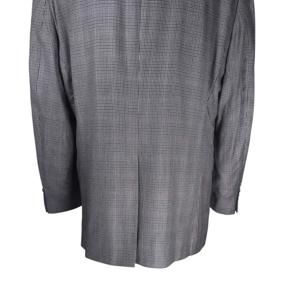 Chaps Ralph Lauren Mens 44L Gray Check Silk Wool Blazer Sport Coat Lined Jacket